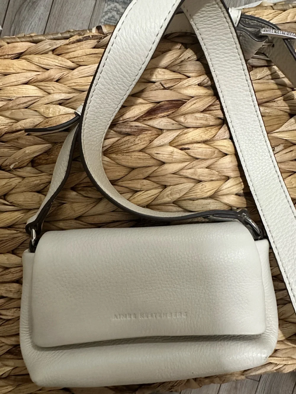 Aimee Kestenberg Cream Leather Crossbody Shoulder Bag
